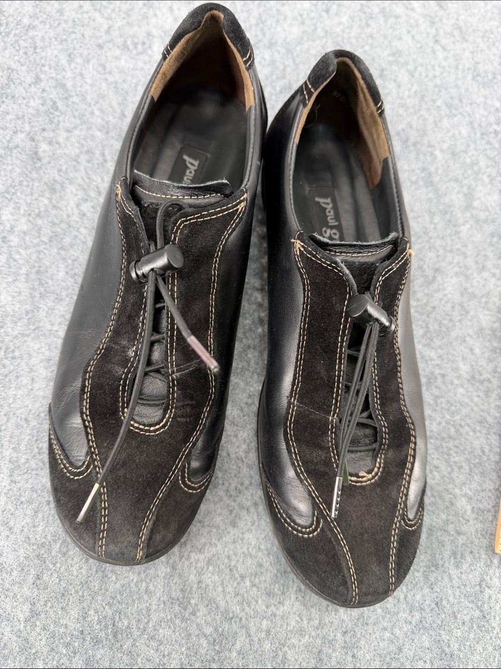 Paul Green Munchen black adjustable toggle slip on and go leather shoes size 6